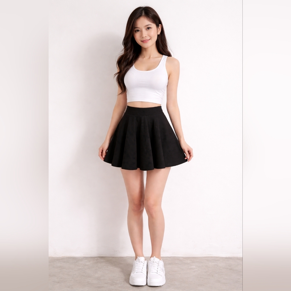 Free People Black Circle Skater Mini Skirt